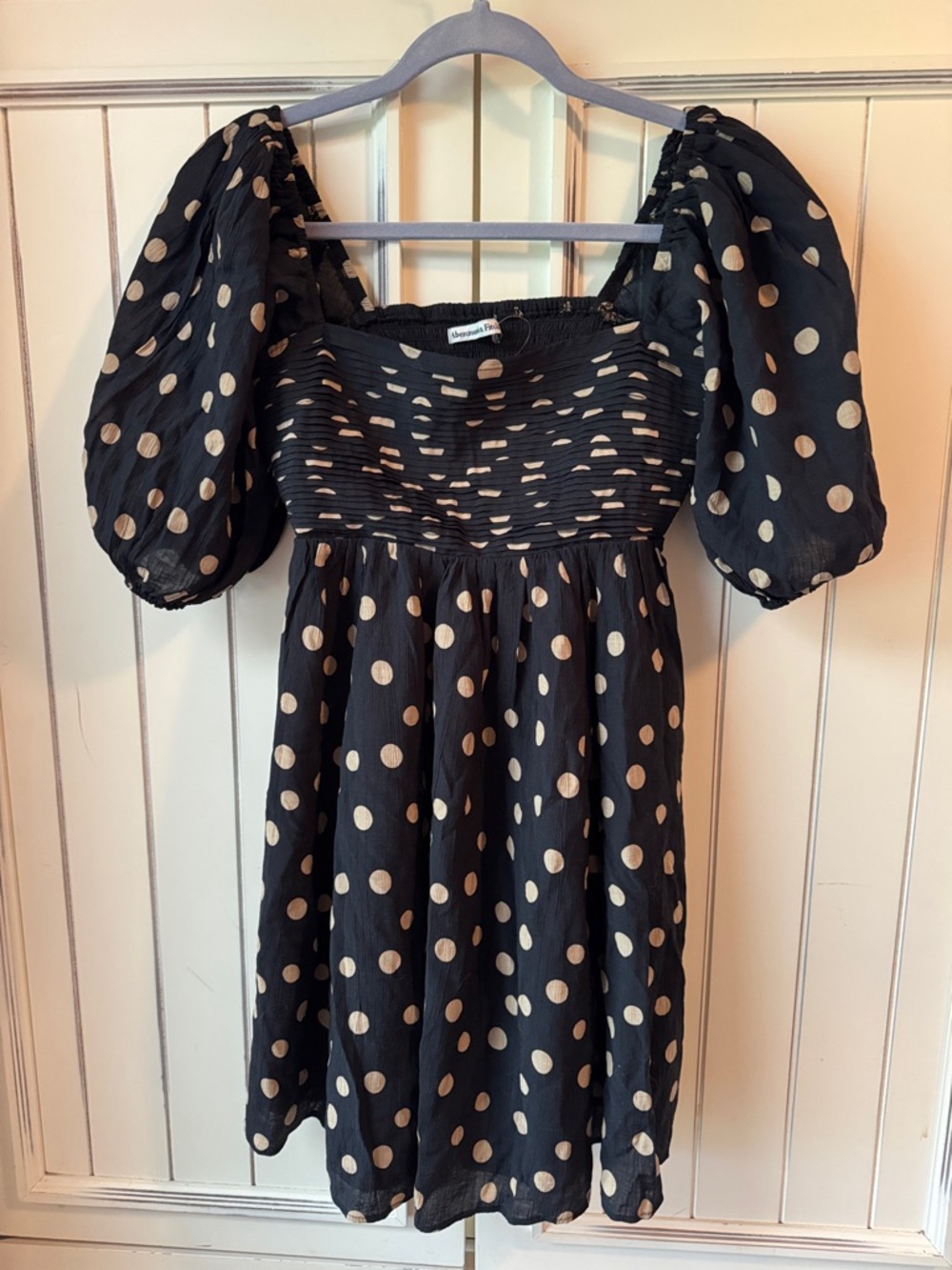 Abercrombie & Fitch Black Dress with Cream Polka Dots